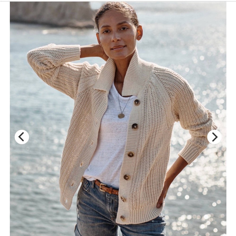 Women’s Garnet Hill Cream Cable-Knit Cardigan